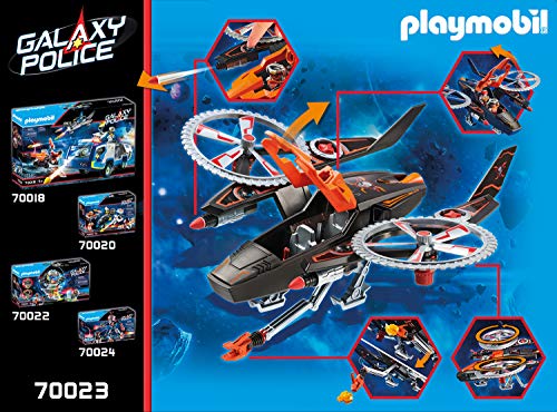 PLAYMOBIL- Galaxy Police Piratas Galácticos Helicóptero, A Partir de 5 Años, Multicolor (70023)