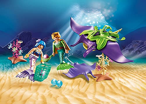 PLAYMOBIL Magic, 70099 Recolectores de Perlas con Manta raya, Para niños a partir de 4 años