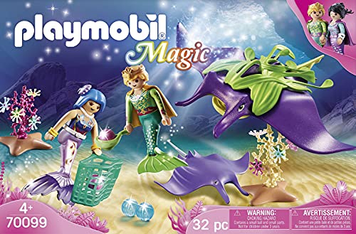 PLAYMOBIL Magic, 70099 Recolectores de Perlas con Manta raya, Para niños a partir de 4 años