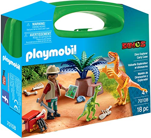 PLAYMOBIL- Maletín Grande Dinosaurios y Explorador, Multicolor (70369)