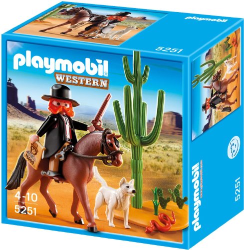 PLAYMOBIL - Sheriff con Caballo, Figuras de Juguete (5251)