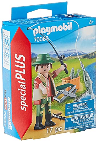 PLAYMOBIL- Special Plus Especial Pescador, Color carbón (70063)