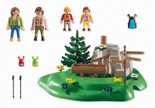 Playmobil Vida en la Montaña - Familia mochilera en la montaña, Juguete Educativo, 30 x 10 x 25 cm, (5424)