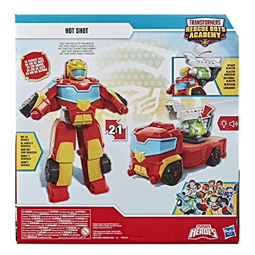 Playskool Heroes Transformers Rescue Bots Academy Rescue Power Hot Shot Converting Toy Robot de Juguete, Figura de acción Coleccionable de 35 cm para niños a Partir de 3 años