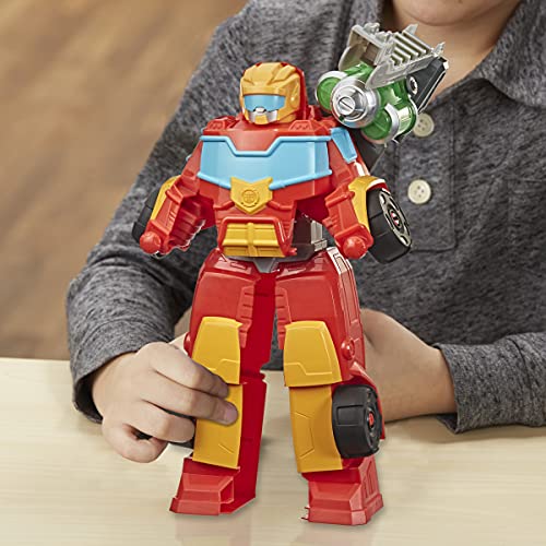 Playskool Heroes Transformers Rescue Bots Academy Rescue Power Hot Shot Converting Toy Robot de Juguete, Figura de acción Coleccionable de 35 cm para niños a Partir de 3 años