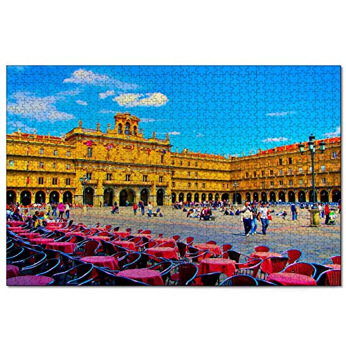 Plaza Mayor de España Salamanca Rompecabezas para Adultos, 500 Piezas de Madera, Regalo de Viaje, Recuerdo, 20.4 x 15 Pulgadas