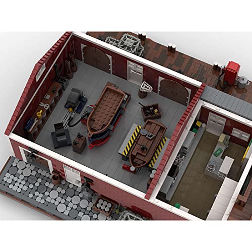 PLEX Modelo de gasolinera portuaria, 5635 piezas, kit de construcción, base de carga, fuel y aceite MOC-54693, compatible con la tienda de pesca Lego 21310