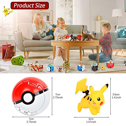 Poké Bolas Figuritas, Figuras Pokéball Toys, Pokeball Juguetes para Celebración de Fiestas Infantiles, Regalo de Cumpleaños.