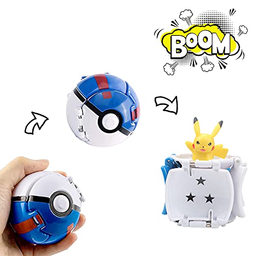 Poké Bolas Pokéball, Figuritas Ball, Ball figuritas Poké Bolas Pokéball, Poké Bolas, Bola con Figuras Pokemon Toys para niños (Pikachu A)