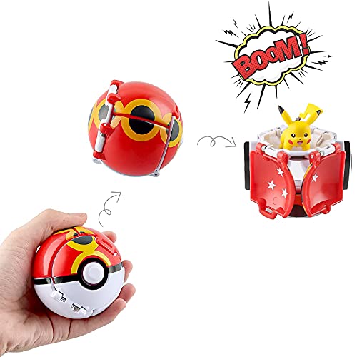 Poké Bolas Pokéball,Pokeball figuritas,Bolas Pokéball,Throw figuritas Ball Toy Set,para Niños y Adultos Fiesta de Regalo (Pikachu Ausführen)