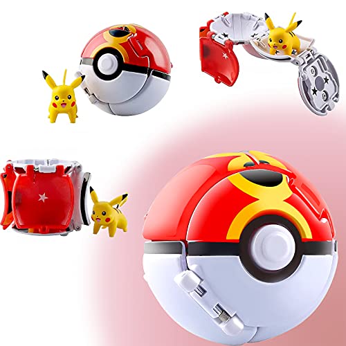 Poké Bolas Pokéball,Pokeball figuritas,Bolas Pokéball,Throw figuritas Ball Toy Set,para Niños y Adultos Fiesta de Regalo (Pikachu Ausführen)