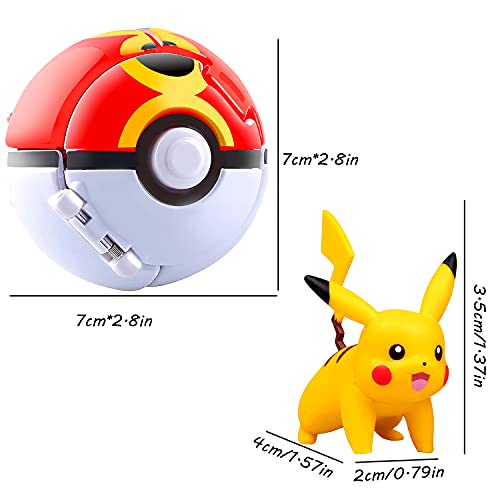 Poké Bolas Pokéball,Pokeball figuritas,Bolas Pokéball,Throw figuritas Ball Toy Set,para Niños y Adultos Fiesta de Regalo (Pikachu Ausführen)