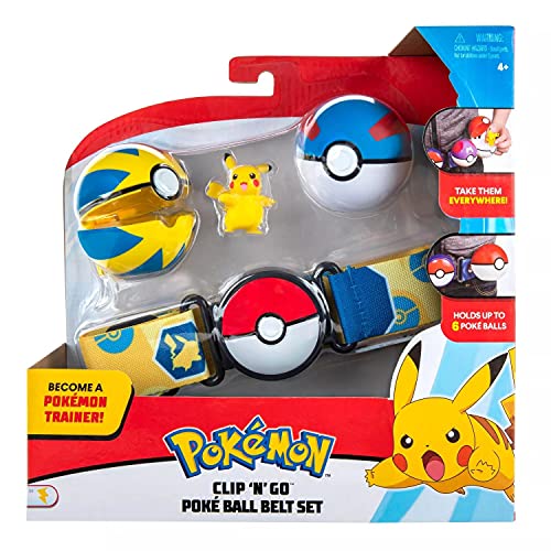 Pokeball Pokemon Clip 'n' Go - Cinturón porta bolas con figura Pikachu en pies que ride y 2 original oficial