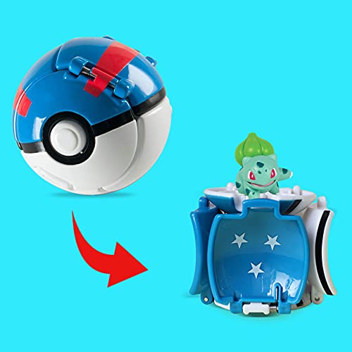 Pokemon Ball Pokemon Throw N Pop Ball con 4 figuras de acción de Pikachu – Lancer y Pop Pelotas Pokemon para niños o niñas o regalos de cumpleaños para niños