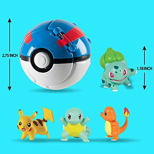 Pokemon Ball Pokemon Throw N Pop Ball con 4 figuras de acción de Pikachu – Lancer y Pop Pelotas Pokemon para niños o niñas o regalos de cumpleaños para niños