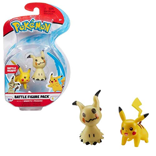 Pokemon Battle Figures 2-Pack, Pikachu & Mimikyu, Figuras de 5 cm, con Licencia Oficial