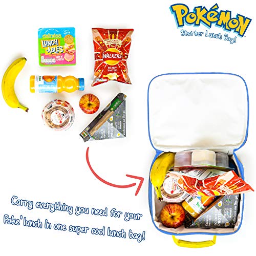 Pokemon Bolsa De Almuerzo, Bolso para El Almuerzo Azul para Niños Adolescentes con Pikachu, Squirtle, Bulbasaur Y Charmender, Bolsa De Almuerzo con Gran Capacidad Alimentos Frescos para Escuela