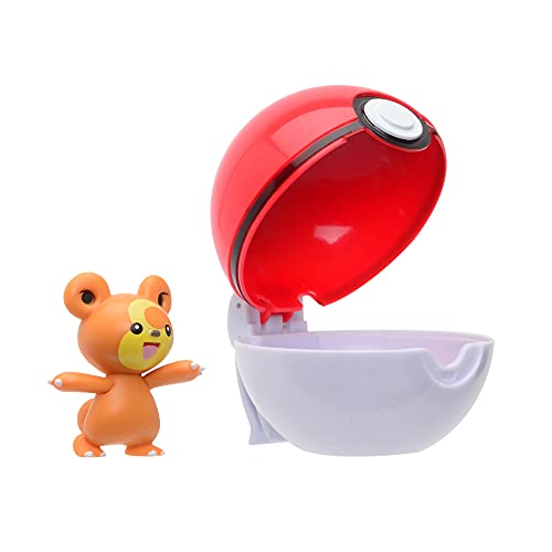 Pokémon Clip 'N' Go Teddiursa y Pokéball - Contiene 1 Figura de 5 cm y 1 Poké Ball - Nueva Ola 2021 - Licencia Oficial