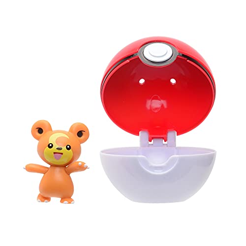 Pokémon Clip 'N' Go Teddiursa y Pokéball - Contiene 1 Figura de 5 cm y 1 Poké Ball - Nueva Ola 2021 - Licencia Oficial