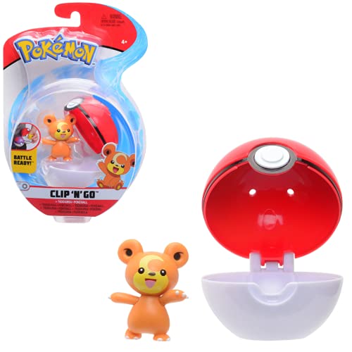 Pokémon Clip 'N' Go Teddiursa y Pokéball - Contiene 1 Figura de 5 cm y 1 Poké Ball - Nueva Ola 2021 - Licencia Oficial