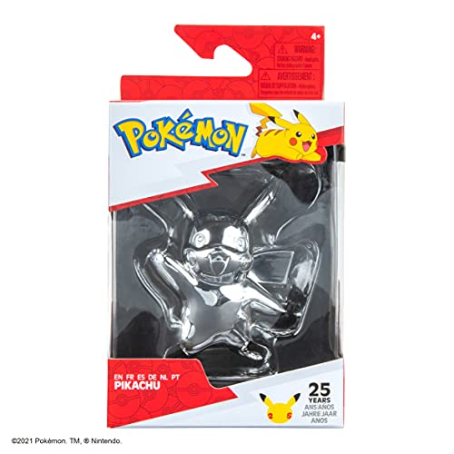 Pokemon- Figura de Pikachu 7,62 cm, Color Plateado (Jazwares PKW2394)