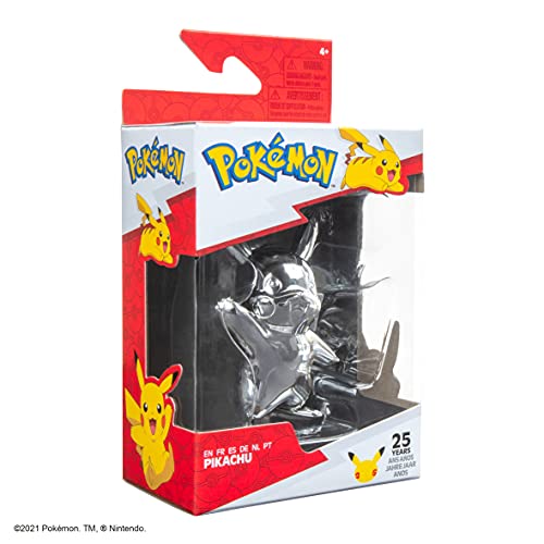 Pokemon- Figura de Pikachu 7,62 cm, Color Plateado (Jazwares PKW2394)