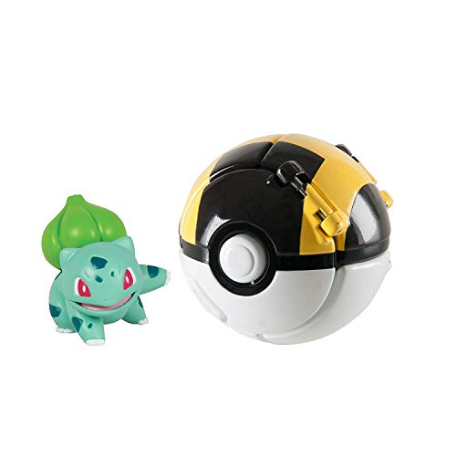 Pokémon Throw 'N' Pop Poké Ball, Figura Pokemon y Pokemon Ball Action Figure Toy for Kids (Bulbasaur and Ultra Ball)