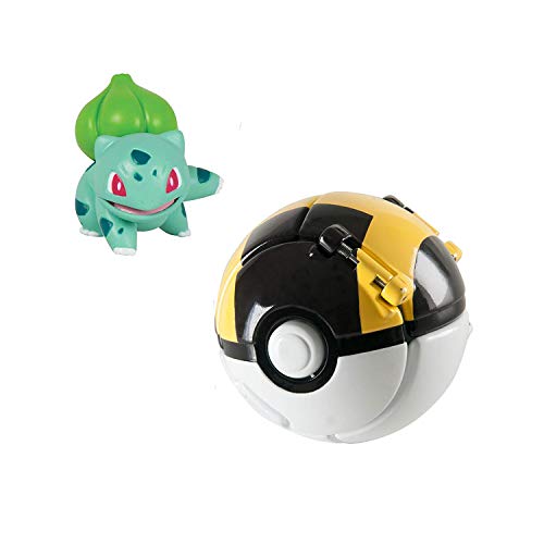 Pokémon Throw 'N' Pop Poké Ball, Figura Pokemon y Pokemon Ball Action Figure Toy for Kids (Bulbasaur and Ultra Ball)