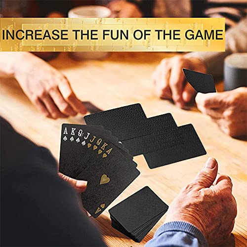 Póker Naipes 3 Paquete Cartas de Poker Impermeables Cartas de póker de plástico Cartas magicas clásicas para niños y Adultos Mesa Juegos de Cartas, Oro y plata y negro, (54 Piezas/Cubierta) 3 PCS