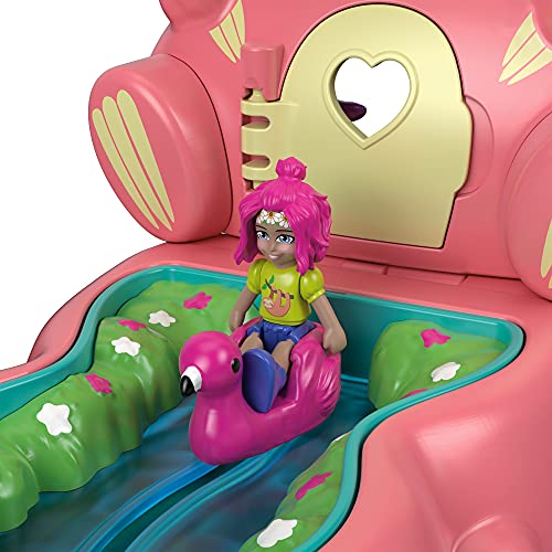 Polly Pocket Cofre con forma de perezoso, con muñeca y mascota, juguete para niñas y niños +4 años (Mattel GTM59)