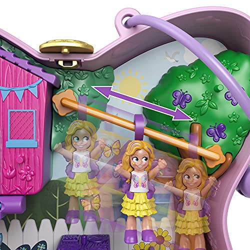 Polly Pocket Cofre patio mariposa, muñeca con accesorios, juguete +4 años (Mattel GTN21)