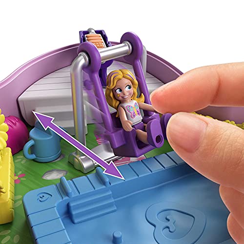 Polly Pocket Cofre patio mariposa, muñeca con accesorios, juguete +4 años (Mattel GTN21)