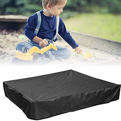 Polvo Protección Arenero Cover Waterproof con Cordón Arenero Funda Impermeable Arenero Cobertor de Piscina, Arenero Fundas Cuadrado Tela Oxford Tapa (Black,200x200cm)