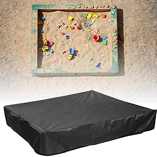 Polvo Protección Arenero Cover Waterproof con Cordón Arenero Funda Impermeable Arenero Cobertor de Piscina, Arenero Fundas Cuadrado Tela Oxford Tapa (Black,200x200cm)