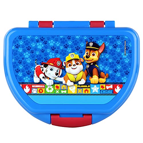 P:os 29427 Fiambrera para niños y niñas con moderno diseño de La Patrulla Canina en azul, aprox. 16 x 12 x 6,5 cm, de plástico, sin BPA ni ftalatos