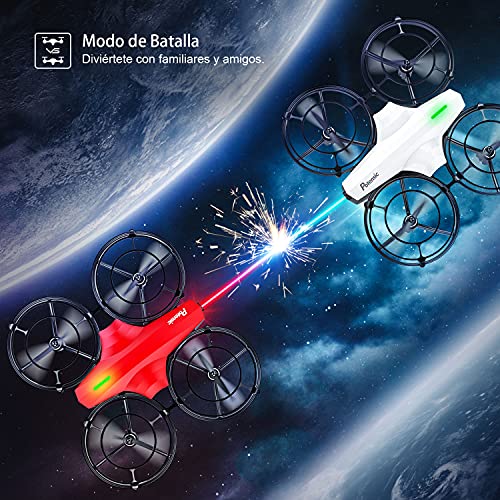 Potensic Drone con Cámara HD, Mini Drone para Niños Adolescentes y Principiantes, Modo de Batalla Control de Gestos Modo Órbita Flip 3D, Modo sin Cabeza Quadcopter Helicóptero WiFi 5.0G (P7-Rojo)