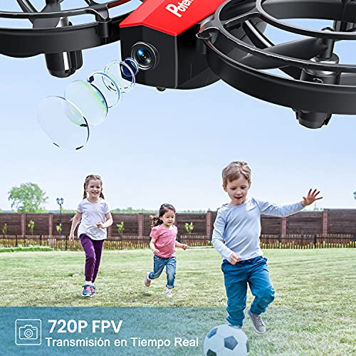 Potensic Drone con Cámara HD, Mini Drone para Niños Adolescentes y Principiantes, Modo de Batalla Control de Gestos Modo Órbita Flip 3D, Modo sin Cabeza Quadcopter Helicóptero WiFi 5.0G (P7-Rojo)