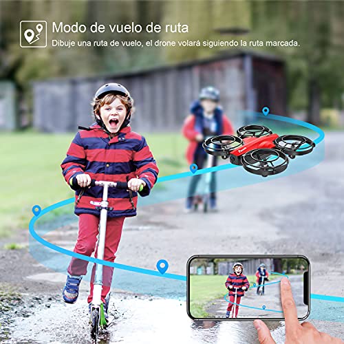 Potensic Drone con Cámara HD, Mini Drone para Niños Adolescentes y Principiantes, Modo de Batalla Control de Gestos Modo Órbita Flip 3D, Modo sin Cabeza Quadcopter Helicóptero WiFi 5.0G (P7-Rojo)