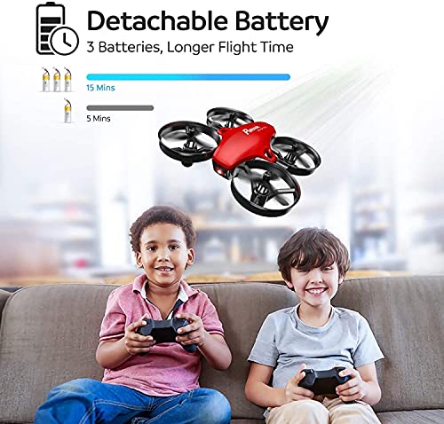 Potensic Mini Drone para Niño y Principiante, RC Helicopter Quadcopter con Control Remoto, Modo sin Cabeza, Altitude Hold, 3 Modos de Velocidad, 3 Baterías, A20 Rojo