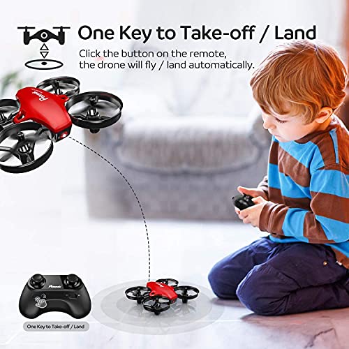 Potensic Mini Drone para Niño y Principiante, RC Helicopter Quadcopter con Control Remoto, Modo sin Cabeza, Altitude Hold, 3 Modos de Velocidad, 3 Baterías, A20 Rojo