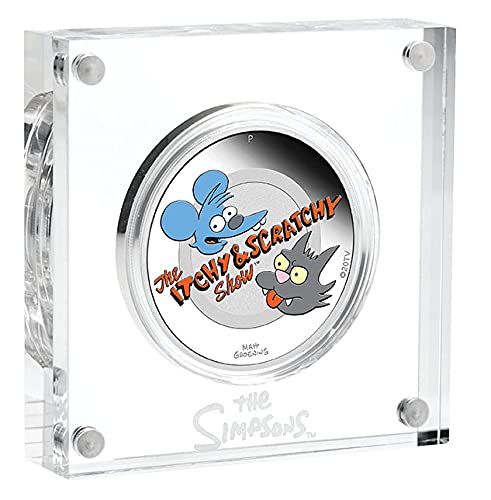 Power Coin Itchy and Scratchy Simpsons 1 Oz Moneda Plata 1$ Tuvalu 2021