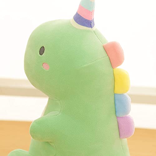 Poywuo Juguete de Felpa de Dinosaurio Mullido Muñeco de Dinosaurio de Peluche de Animal de Dibujos Animados Lindo Figura de Peluche Decoración Colección Regalo Niño Niña(Verde)