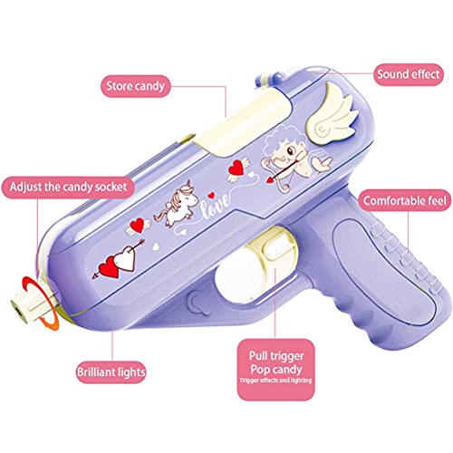 Prevessel Lollipop - Pistola de almacenamiento para expulsión de azúcar de caramelo, juguete de almacenamiento para lanzar ideas de sorpresa, regalos para niños, adultos, niños, niñas, rosa morado