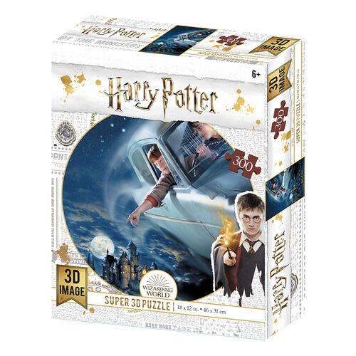 Prime 3D Puzzle lenticular Harry Potter y Ron en el Ford Anglia 300 Piezas (Efecto 3D), Multicolor