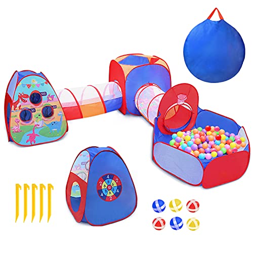 Primevolve 5 en 1 Tienda Campaña Infantil: Piscina de Bolas + Casita Infantil + Tunel Infantil, Parques Infantiles de Exterior Interior, Juguetes Niños Niñas Bebes(Bolas No Incluidas)