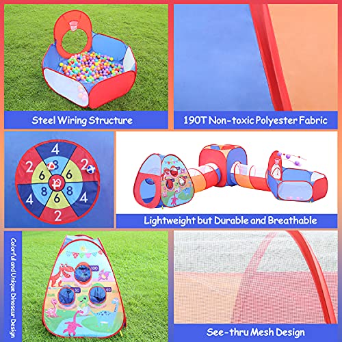 Primevolve 5 en 1 Tienda Campaña Infantil: Piscina de Bolas + Casita Infantil + Tunel Infantil, Parques Infantiles de Exterior Interior, Juguetes Niños Niñas Bebes(Bolas No Incluidas)