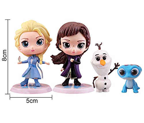 Princesa congelada Cake Topper simyron 4 Pcs Frozen Cake Topper, Mini Figuras Niños Cake Topper, Fiesta de cumpleaños Pastel Decoración Suministros