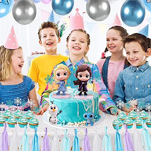 Princesa congelada Cake Topper simyron 4 Pcs Frozen Cake Topper, Mini Figuras Niños Cake Topper, Fiesta de cumpleaños Pastel Decoración Suministros