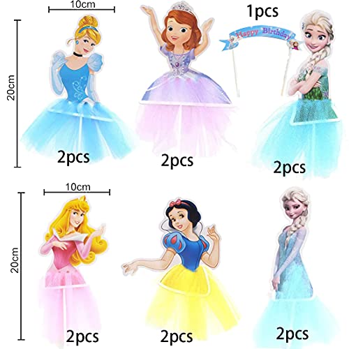 Princesa Decoracion Tarta, Frozen Cupcake Toppers, Temática Princesa En Forma de Pastel Toppers, Inserto de Pastel de Princesa, Lindo Congelado Decoraciones para Fiestas de Cumpleaños, 13 pcs