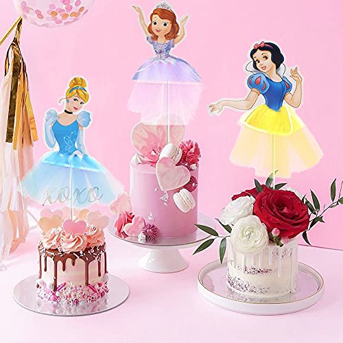 Princesa Decoracion Tarta, Frozen Cupcake Toppers, Temática Princesa En Forma de Pastel Toppers, Inserto de Pastel de Princesa, Lindo Congelado Decoraciones para Fiestas de Cumpleaños, 13 pcs